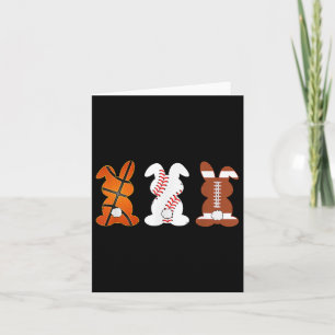 Basketball Baseball Football Sports Easter Bunny R Card