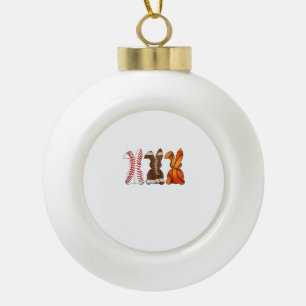 Basketball Baseball Football Sports Easter Bunny R Ceramic Ball Christmas Ornament