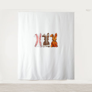 Basketball Baseball Football Sports Easter Bunny R Tapestry