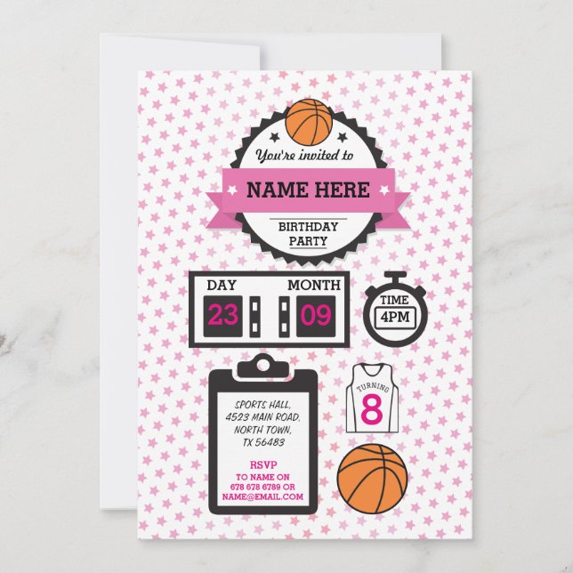 Basketball Basket Ball Sport Birthday Party Invite (Front)