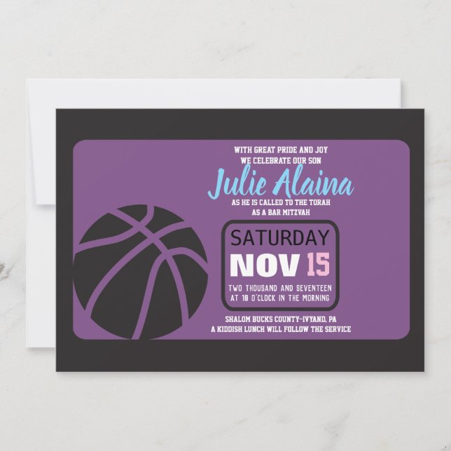 BASKETBALL Bat Mitzvah Invitation (Front)