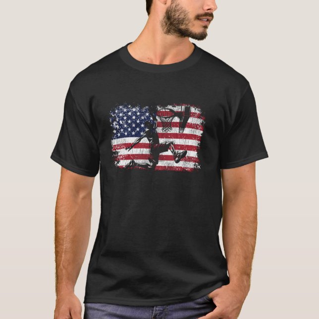 Basketball Bball American Flag T-Shirt (Front)