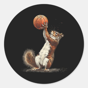 Basketball Bball Player Squirrel Artwork Basketbal Classic Round Sticker