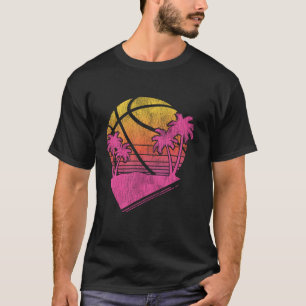Basketball Bball Retro Palm Sunset T-Shirt