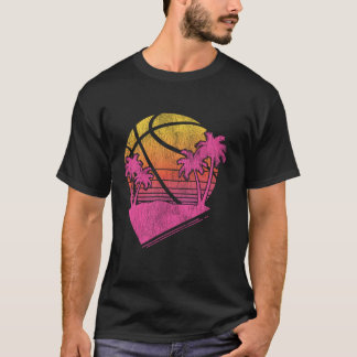 Basketball Bball Retro Palm Sunset T-Shirt