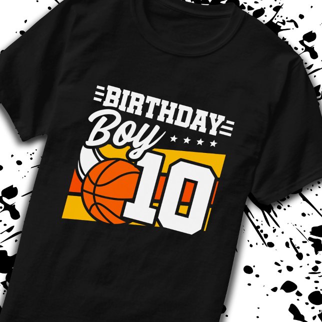 Basketball Birthday 10 Year Old Boy 10th Birthday T-Shirt (Creator Uploaded)