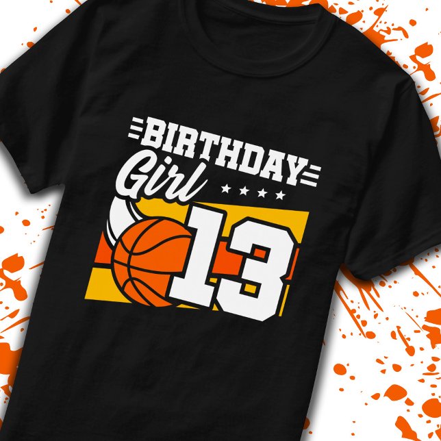 Basketball Birthday 13 Year Old Girl 13th Birthday T-Shirt (Creator Uploaded)
