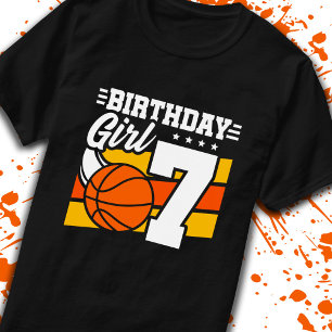 Basketball Birthday 7 Year Old Girl 7th Birthday T-Shirt