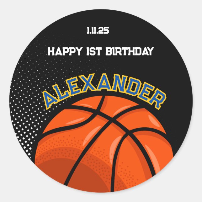 Basketball Birthday Bash Sticker (Front)