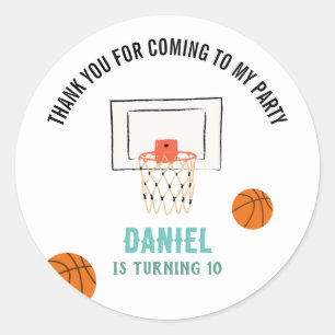 Basketball Birthday Classic Round Sticker