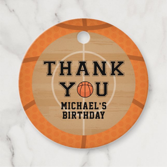 Basketball, Birthday Favour Tags (Front)