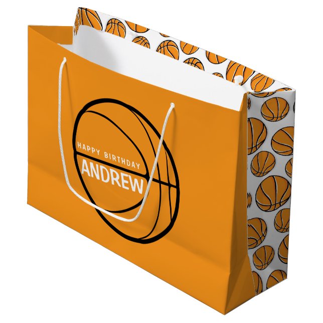 Basketball Birthday Gift Bag (Front Angled)