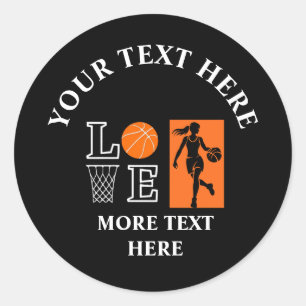 Basketball Birthday Gift, Basketball Girl Player Classic Round Sticker