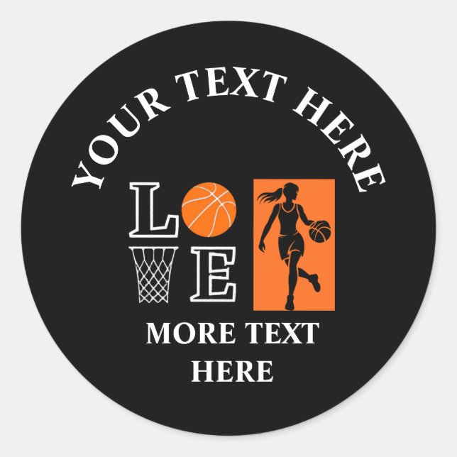 Basketball Birthday Gift, Basketball Girl Player Classic Round Sticker (Front)