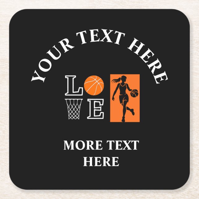 Basketball Birthday Gift, Basketball Girl Player Square Paper Coaster (Front)