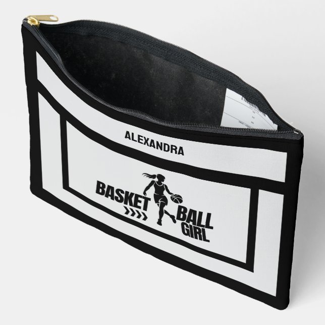 Basketball Birthday Gift, Basketball Player Girl,  Accessory Pouch (Open)