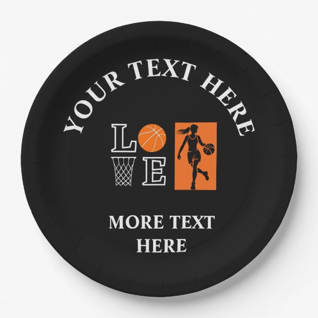 Basketball Birthday Gift, Basketball Player Paper Plate (Front)