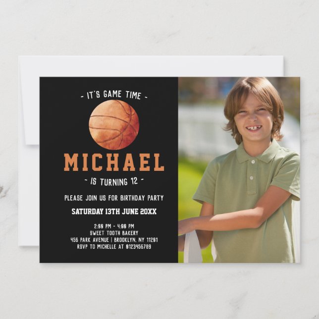Basketball Birthday Invitation (Front)