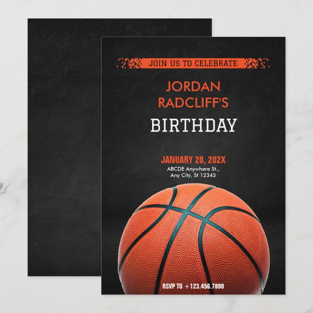 Basketball Birthday Invitation (Front/Back)