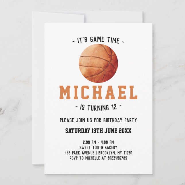 Basketball Birthday Invitation (Front)