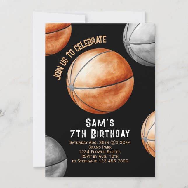 Basketball Birthday Invitation Basketball Party (Front)