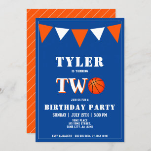 Basketball Birthday Invitation Boy 2nd Birthday