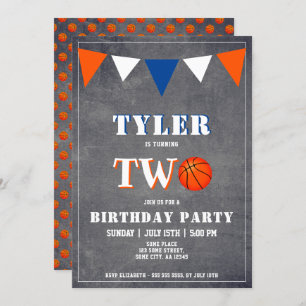 Basketball Birthday Invitation Boy 2nd Birthday