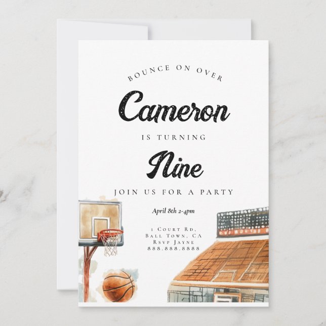 Basketball Birthday Invitation for Boys  (Front)