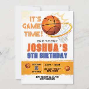 Basketball Birthday Invitation. Sport Invite