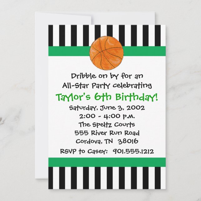 Basketball Birthday Invitations (Front)