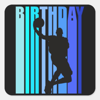 Basketball Birthday Mens Kids CHildren Cool Funky Square Sticker