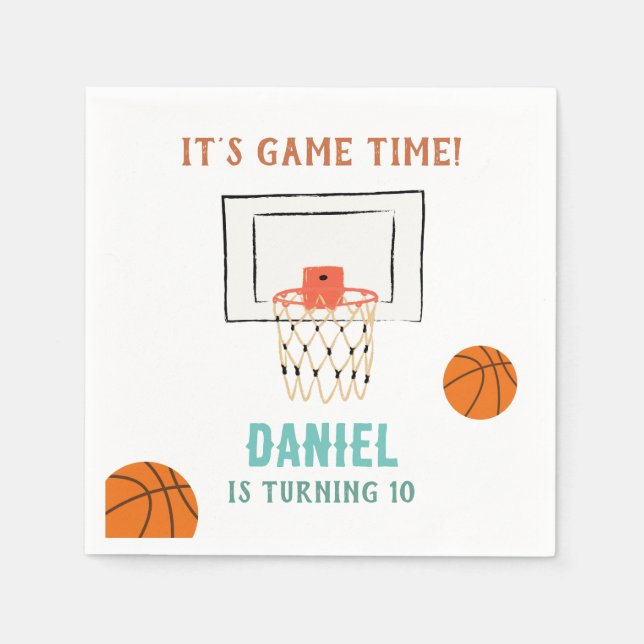 Basketball Birthday Napkin (Front)