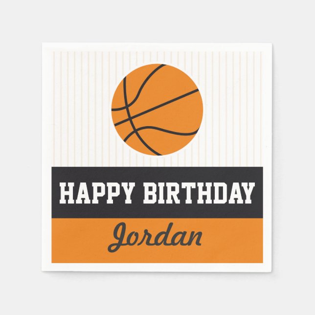 Basketball Birthday Paper Napkins (Front)