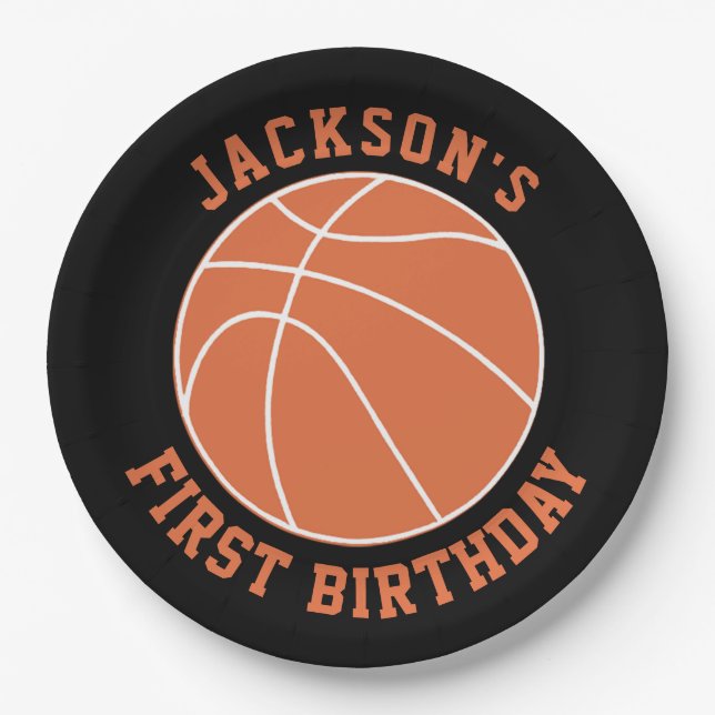 Basketball Birthday Paper Plate (Front)