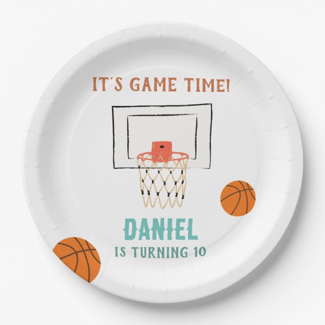 Basketball Birthday Paper Plate (Front)