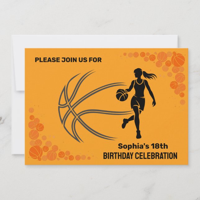 Basketball Birthday Party, Basketball Player   Invitation (Front)