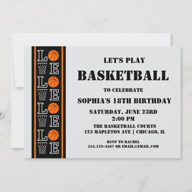 Basketball Birthday Party, Basketball Player  Invitation (Front)