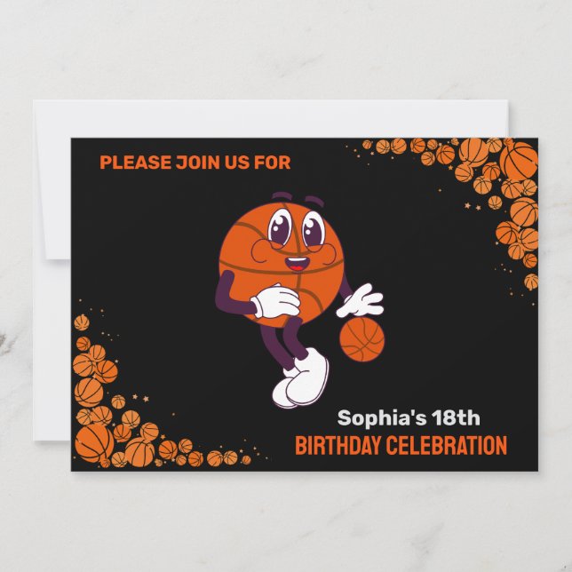 Basketball Birthday Party, Basketball Player   Invitation (Front)