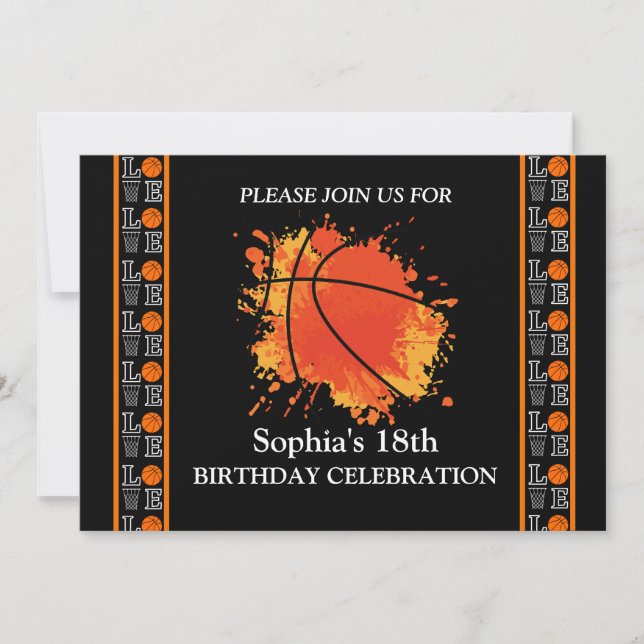 Basketball Birthday Party, Basketball Player  Invitation (Front)