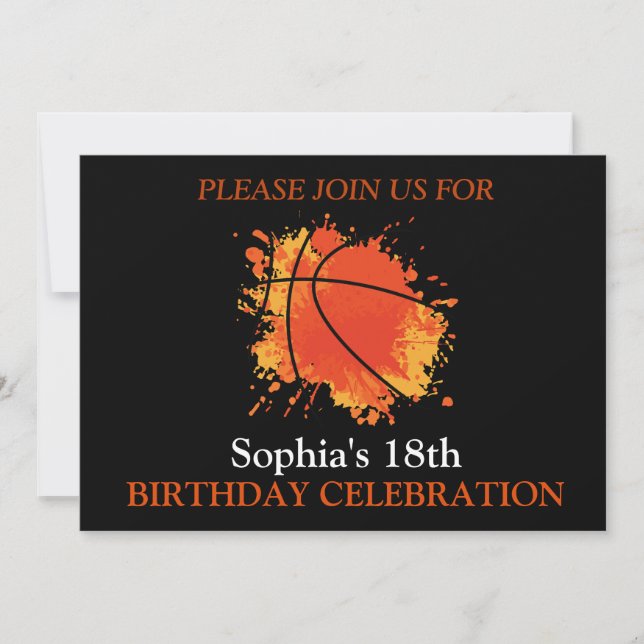 Basketball Birthday Party, Basketball Player  Invitation (Front)
