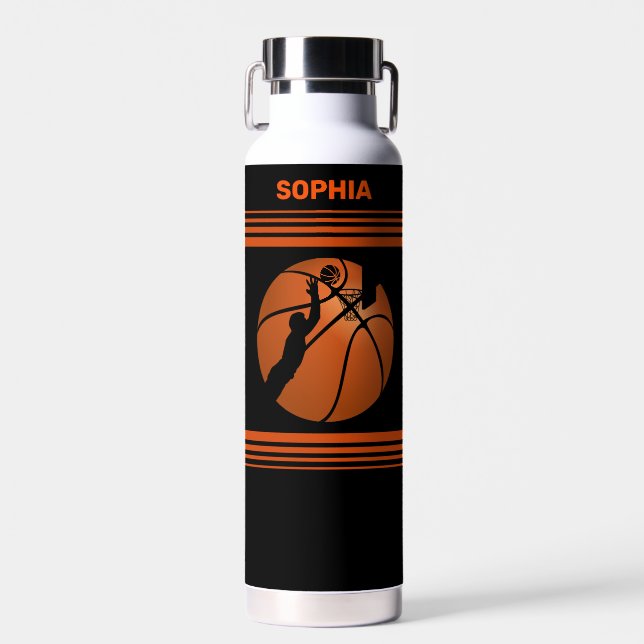 Basketball Birthday Party, Basketball Player Water Bottle (Front)