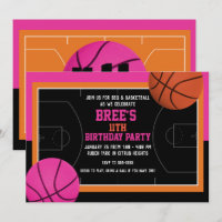 Basketball Birthday Party Black Pink & Orange