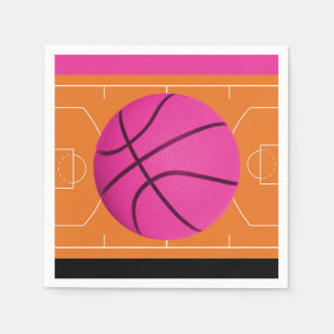 Basketball Birthday Party Black Pink & Orange Napkin