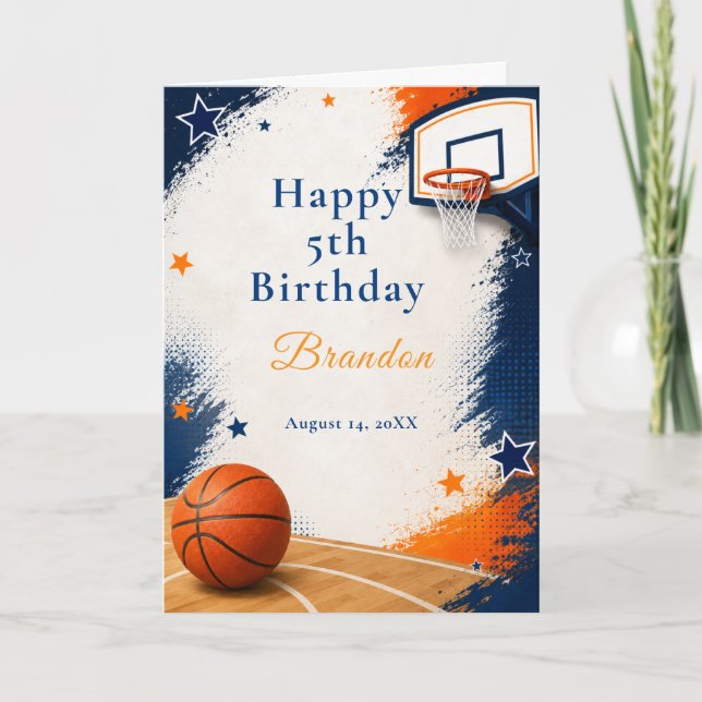 Basketball Birthday Party Card (Front)
