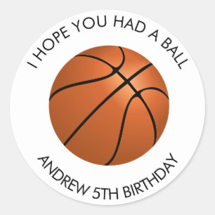 Basketball Birthday Party  Classic Round Sticker