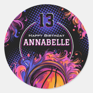 Basketball Birthday Party Classic Round Sticker