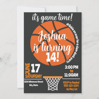 Basketball Birthday Party Custom Invitation
