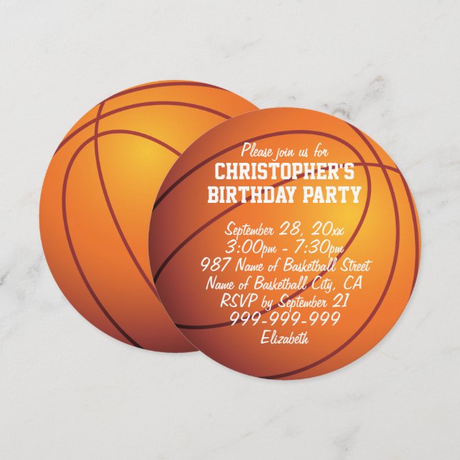 Basketball Birthday Party Invitation (Front/Back)