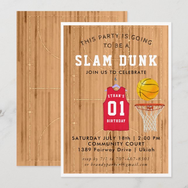 Basketball Birthday Party Invitation (Front/Back)