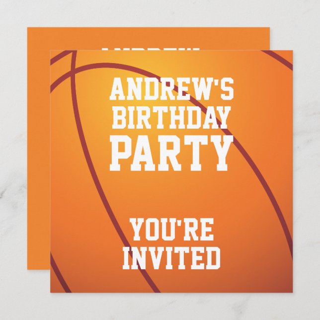 Basketball Birthday Party Invitation (Front/Back)
